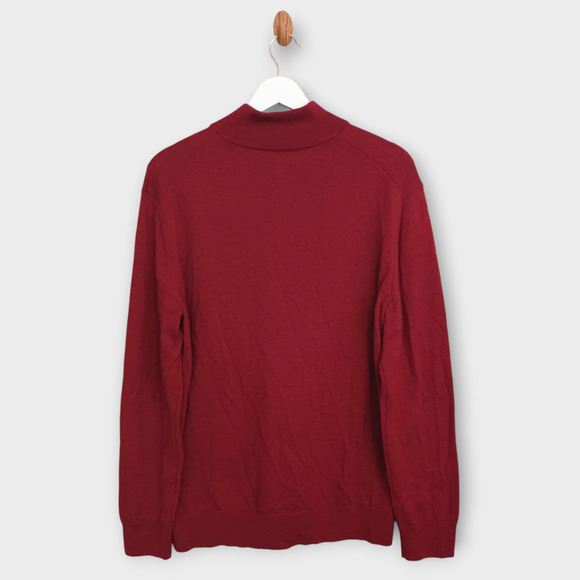 Untuckit Sweater Mens Medium Red Belguardo 1/4 Zip Minimalist Casual Merino Wool - Picture 3 of 10